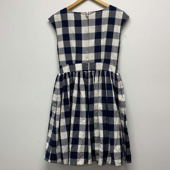 LAURA ASHLEY Cotton Blue White Picnic Check Fit and Flare Midi Dress - Picture 6 of 12